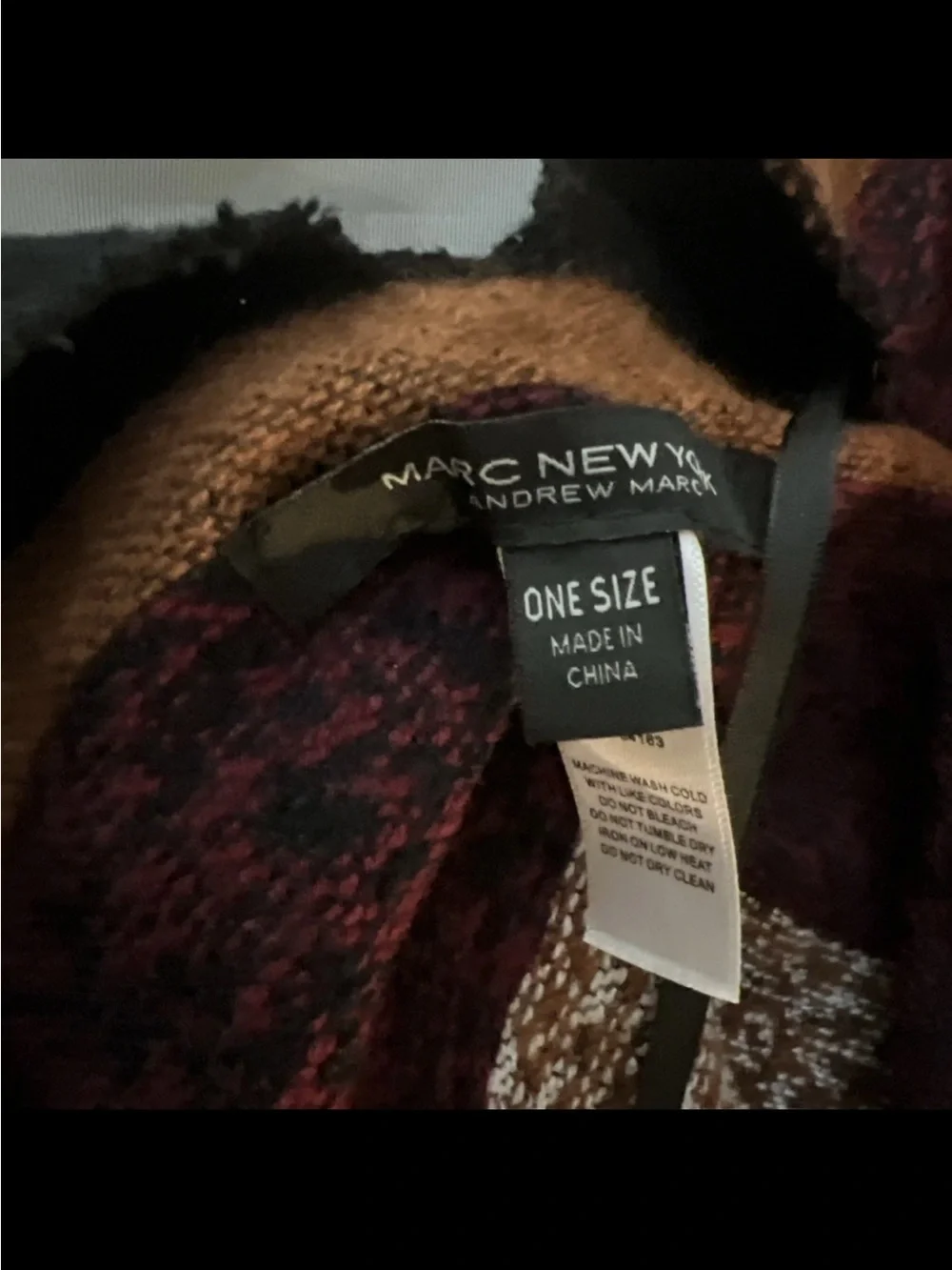 Marc New York Womens Shawl Poncho Plaid Frayed Fringes Indie Boho Western Wrap